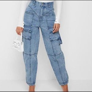 maniere de voir Balloon Fit Cargo Jeans - Mid Blue